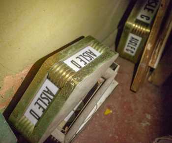Egyptian Theatre, Hollywood, Los Angeles: Hollywood: Old aisle lights in storage
