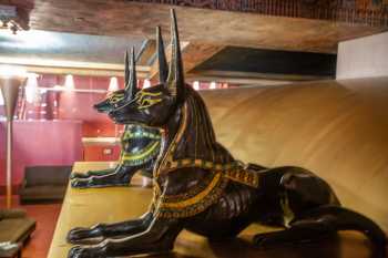 Egyptian Theatre, Hollywood, Los Angeles: Hollywood: Recumbent statue of Anubis in Lobby (purportedly not original to the building)