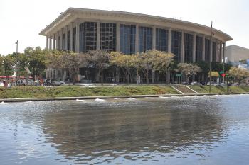 Los Angeles Music Center, Los Angeles: Downtown: Dorothy Chandler Pavilion from the DWP building across the street
