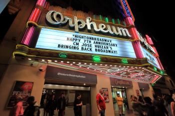Orpheum Theatre, Los Angeles, Los Angeles: Downtown: Marquee during Night on Broadway 2015 (2)