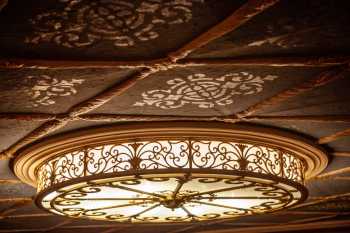 Orpheum Theatre, Phoenix, American Southwest: Balcony Soffit Light Fixture and stenciled ceiling