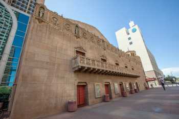 Orpheum Theatre, Phoenix, American Southwest: 2nd Avenue façade featuring the <i>Balcony of the Dons</i>