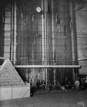Counterweight Wall (Stage Left) at the Shrine Auditorium circa 1926, courtesy <i>Al Malaikah Shriners</i> (JPG)