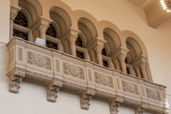 Shrine Auditorium, University Park, Los Angeles: Greater Metropolitan Area: Balcony Lobby windows to Vestibule