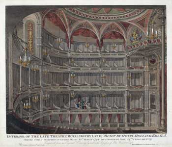 Drawing of the third theatre by John Winston, reprinted 27th September 1820.  Courtesy <i>Victoria & Albert Museum</i> (JPG)