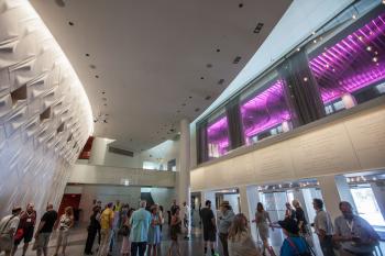Tobin Center for the Performing Arts, San Antonio, Texas: McCombs Grand Lobby with Founders Lounge overlooking