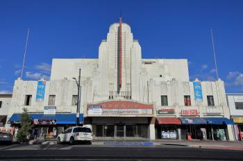 Warner Theatre, Huntington Park, Los Angeles: Greater Metropolitan Area: Facade from Across Street
